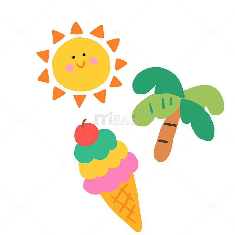 简约夏季涂鸦小元素