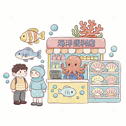 手绘彩铅质感插图