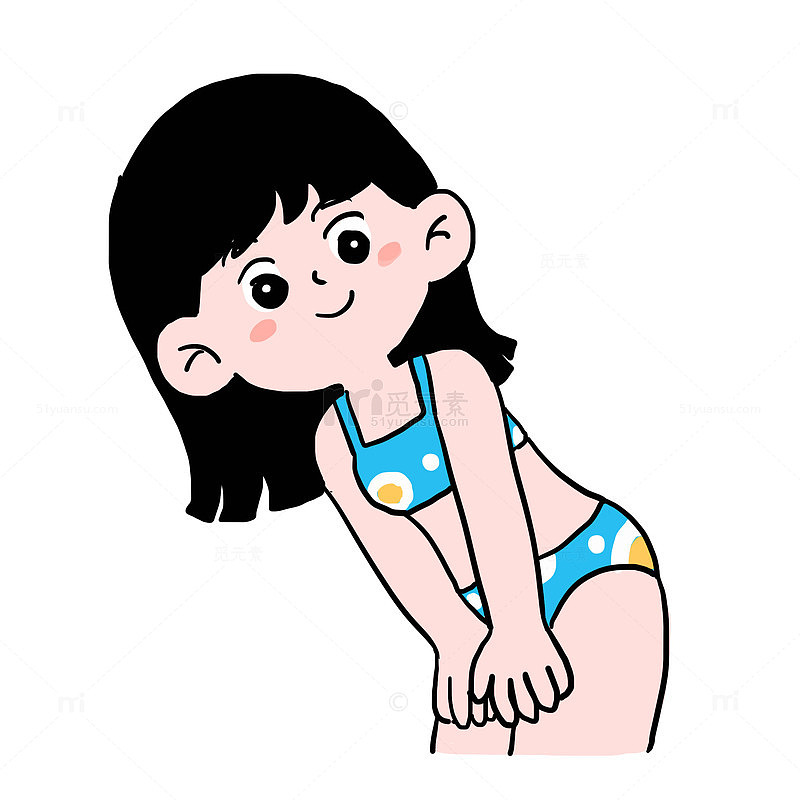 夏天穿泳衣的女孩免抠元素