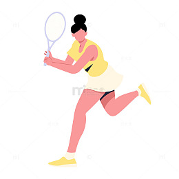 卡通网球女运动员插画