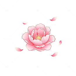 粉色山茶花插画元素