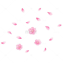 樱花飘落春天浪漫设计元素