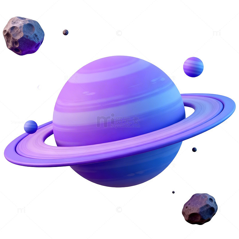 紫色行星太空场景插画素材