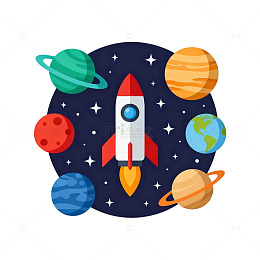 卡通宇宙探索主题插图