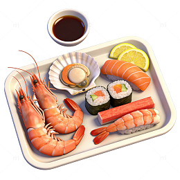 日式海鲜寿司拼盘美食图片