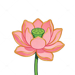 描金扁平荷花元素