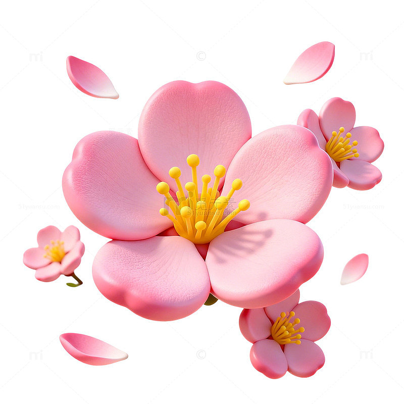 柔雾质感粉花飘落花瓣元素