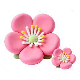 软萌黏土粉花黄绿花蕊元素