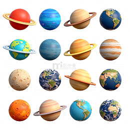 卡通风格太阳系行星插画