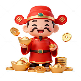 喜庆卡通财神插画素材