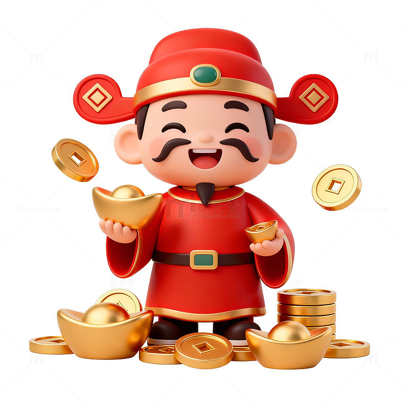 喜庆卡通财神插画素材