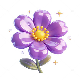 紫色卡通花朵插画设计素材