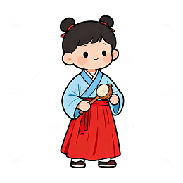 古风儿童男孩拨浪鼓