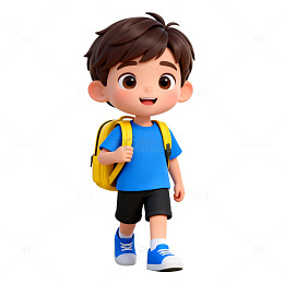 卡通小学生上学图