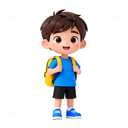 卡通小男孩学生形象设计素材