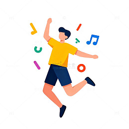 动感音乐跳跃插画矢量素材