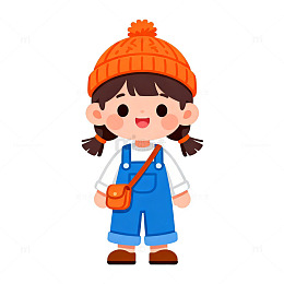 可爱女孩卡通形象插画
