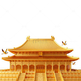 金色古典宫殿建筑插画