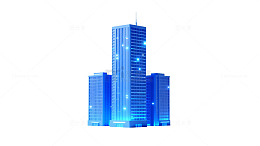 蓝色都市现代建筑模型