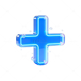 蓝透明加号科技风格图标