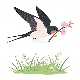卡通燕子春天插画素材