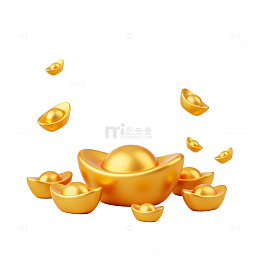 金色元宝飘飞吉祥图