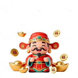 财神爷金元宝喜庆装饰插画