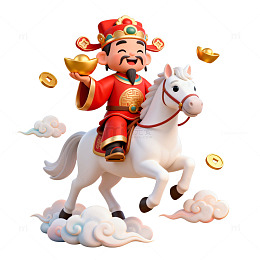 卡通财神骑马送财
