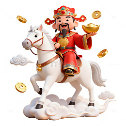 卡通财神骑马送金摆件