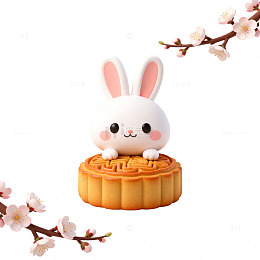 可爱兔兔月饼插画