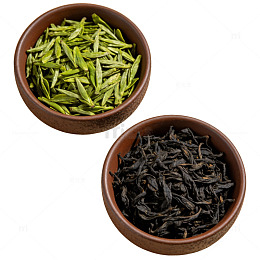 陶瓷碗两种茶叶对比