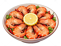 美食插画虾盘设计素材