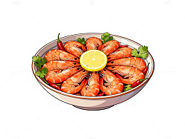 美食插画虾盘
