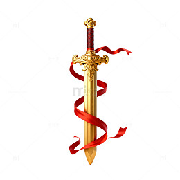 华丽长剑红丝带装饰