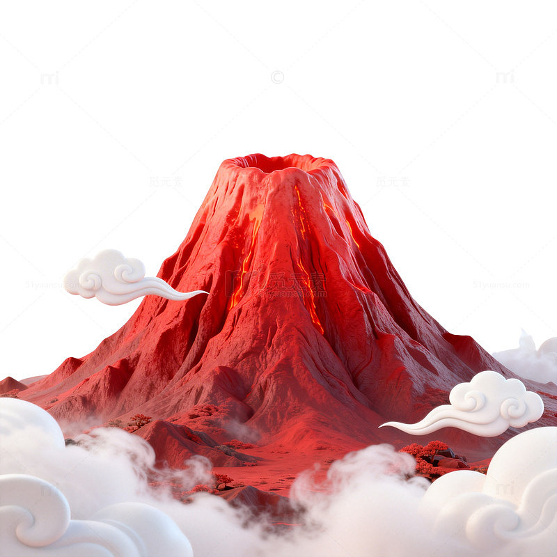 红色火山云间奇景