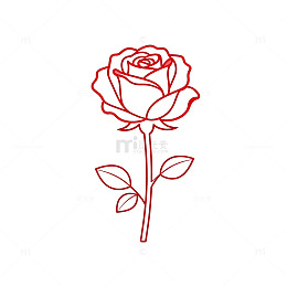简约线条玫瑰图案简笔画