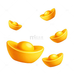 金色元宝财运插画