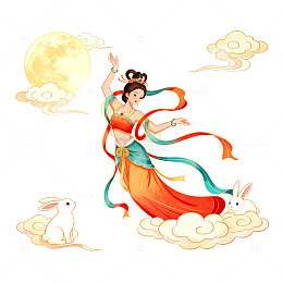 古风仙女中秋赏月插画