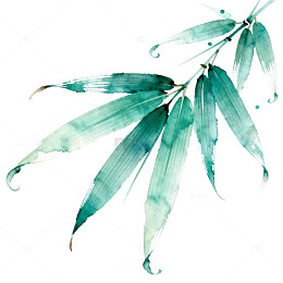 水彩竹叶装饰画