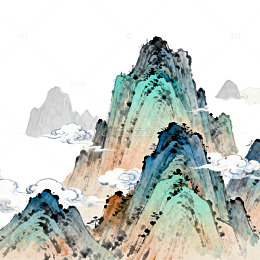 水墨山水画山峦云彩