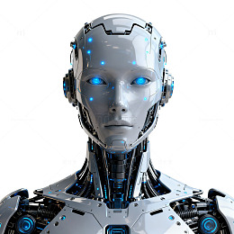 科技风智能机器人半身像3D模型