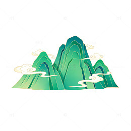 国潮风青山祥云矢量插画