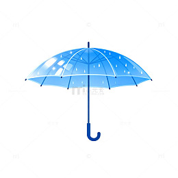 蓝色透明雨伞图标