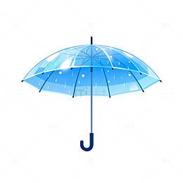 蓝色透明雨伞插画素材