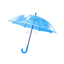 蓝色透明雨伞图标