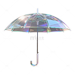 彩虹透明雨伞创意图