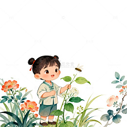 童趣花园插画设计素材