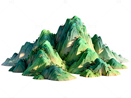 山水画卷风格山峦起伏