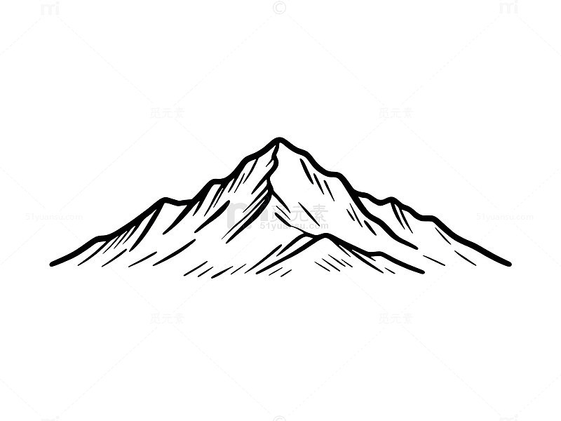 简约黑白山峰素描