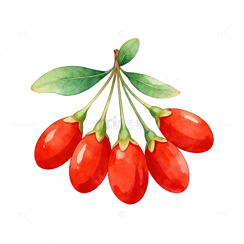 水彩枸杞水果插画设计素材